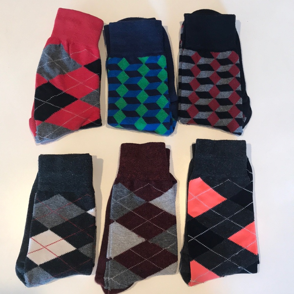 Lot of 6 Pair Dress Socks - Crew Style